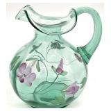 Fenton Vining Garden Sea Mist Art Glass Pitcher
