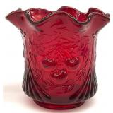 Fenton LG Wright Ruby Red Cherry Wreath Sugar Bowl