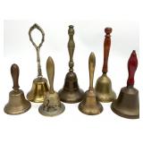 7 Vintage Brass Hand Bells