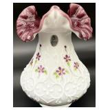 Fenton Spanish Lace Amethyst Milk Glass Vase