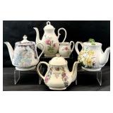 5pc Vintage China Teapots & Creamer