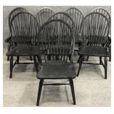 Set of 8 Black Windsor Dining Chairs