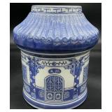 Chinoiserie Blue & White Canister / Vase
