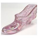 Fenton Iridescent Pink Art Glass Slipper Shoe