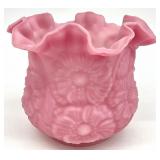 Fenton Rose Satin Embossed Poppy Vase