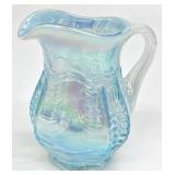 Fenton Empress Blue Feather & Drape Pitcher