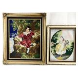 2pc Vintage Needlework Framed Art