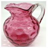 Hobbs Brockunier Cranberry Thumbprint Glass
