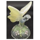 Fenton Hand Painted Art Glass Butterfly on Branch
