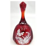 Fenton Ruby Red Lily of the Valley w/ Butterfly