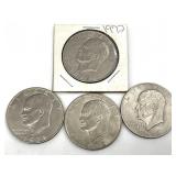 4 Eisenhower One Dollar Coins