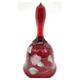 Fenton Ruby Red Hand Painted Glass Bell
