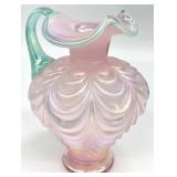Fenton Iridized Pink & Green Drapery Pitcher