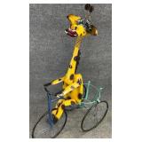 Metal Giraffe Tricycle Planter Yard Art