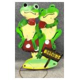 3ft Metal Frogs Welcome Sign
