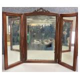Mahogany Tri Fold Mirror