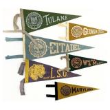 6 Vintage 1940s/50s University Pennant Flags