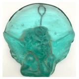 Blenko Style Textured Art Glass Wall Cherub Figure