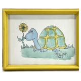 Vintage Turtle Watercolor Painting Signed