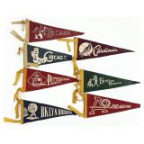 7 Vintage 1950s MLB Baseball Pennant Flags