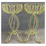Pair Green Wrought Iron 33in Planters