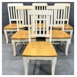 6 Slat Back Pine Seat Dining Chairs