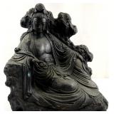 Large Asian Guanyin Bronze Tone Metal Statue
