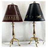 Pair Brass 3 Leg Lamps