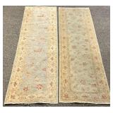 2 Woven Gray Terracotta Oriental Style Rug Runners
