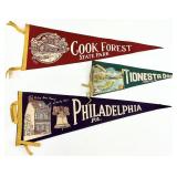 3 Vintage 1950s Pennsylvania Souvenir Pennant