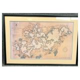 Large Map of Lake Minnesota Framed Wall Art