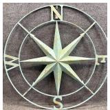 42 ' Turquoise Nautical Compass Rose Metal Art