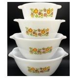 4 Anchor Hocking Fire King Gingham Garden Bowls
