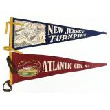 2 Vintage 1950s New Jersey Souvenir Pennant Flags