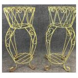 Pair Green Wrought Iron 30in Planters