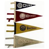 4 Vintage North Carolina University Pennant Flags