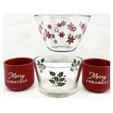 4pc Vintage Christmas Glass Bowls & Planters