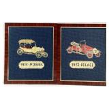 2pc Vintage Needlepoint Framed Car Art