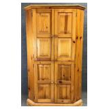 Pine Blind Door Corner Cabinet