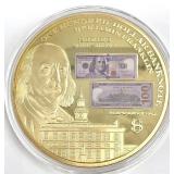 3in $100 Banknote Medal w/ Ben Franklin