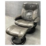 Ekornes Stressless Grey Leather Chair & Ottoman B