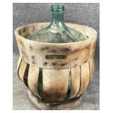 Lg Glass Demijohn Jug w/ Basket