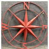 42 ' Red Nautical Compass Rose Metal Art