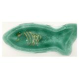 Textured Turquoise Art Glass Fish Tray