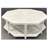 New White Octagonal Distressed Cocktail Table