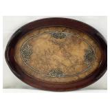 Tooled Leather Wooden Tray