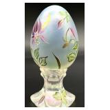 Fenton Art Glass Floral Egg on Pedestal