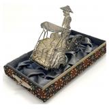 Vintage Silver Plated Filigree Asian Rickshaw