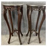 Pair New Ornate Frame Stone Top Plant Stands