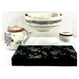 Vintage Hand Painted Asian Teapot, Bowl & More